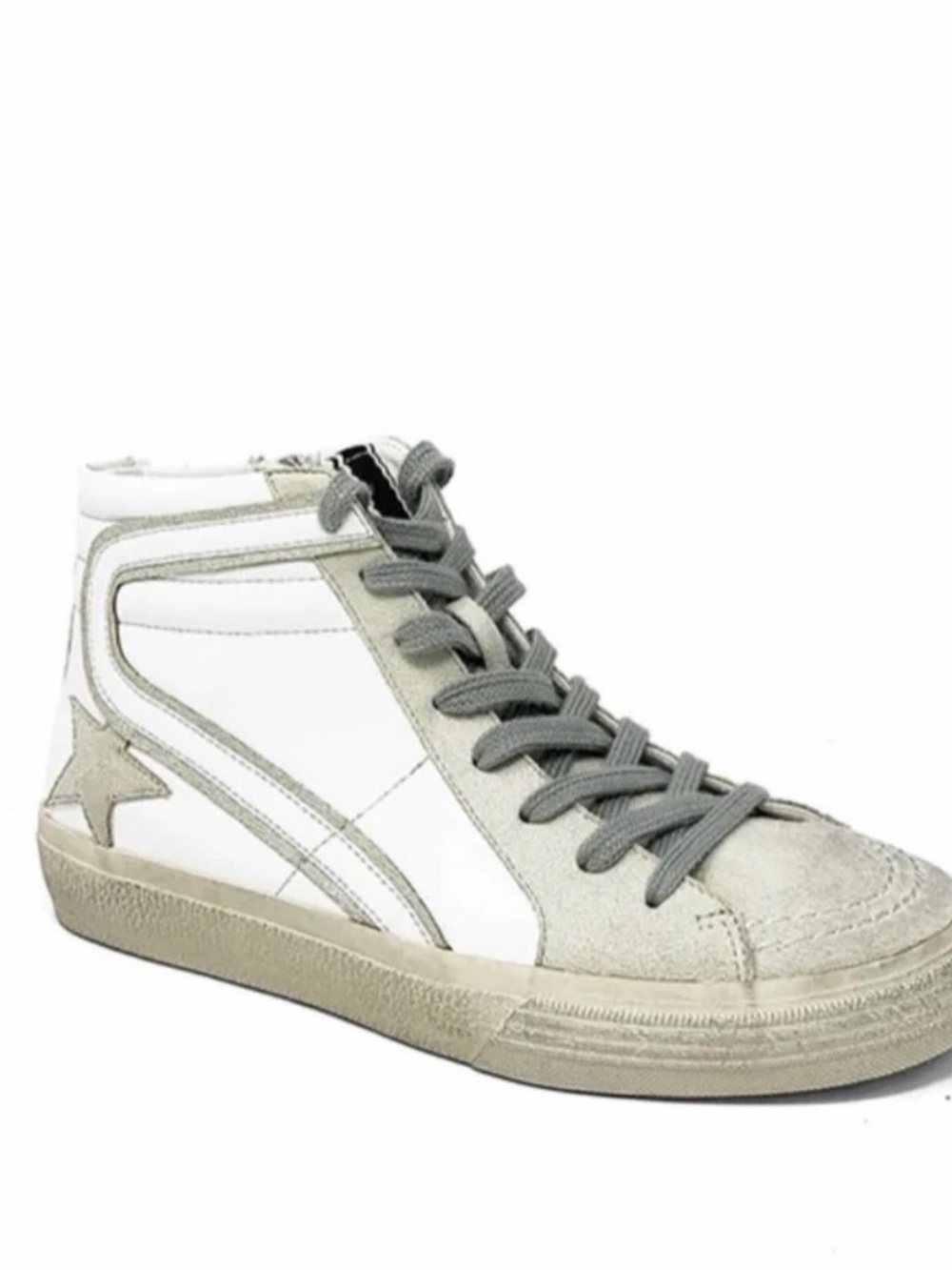 ShuShop White and Gray High-Top Sneaker